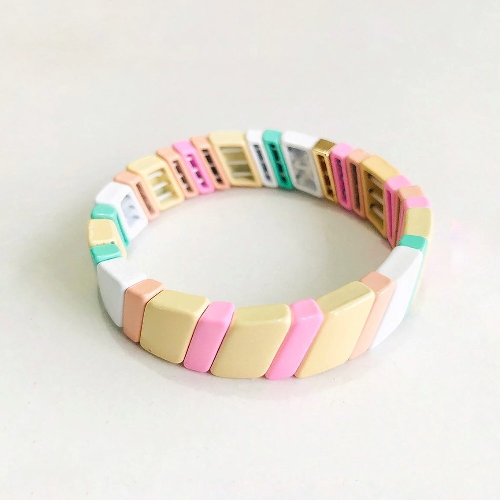 4/$25 Macaron Color Diagonal Stripe Bracelet